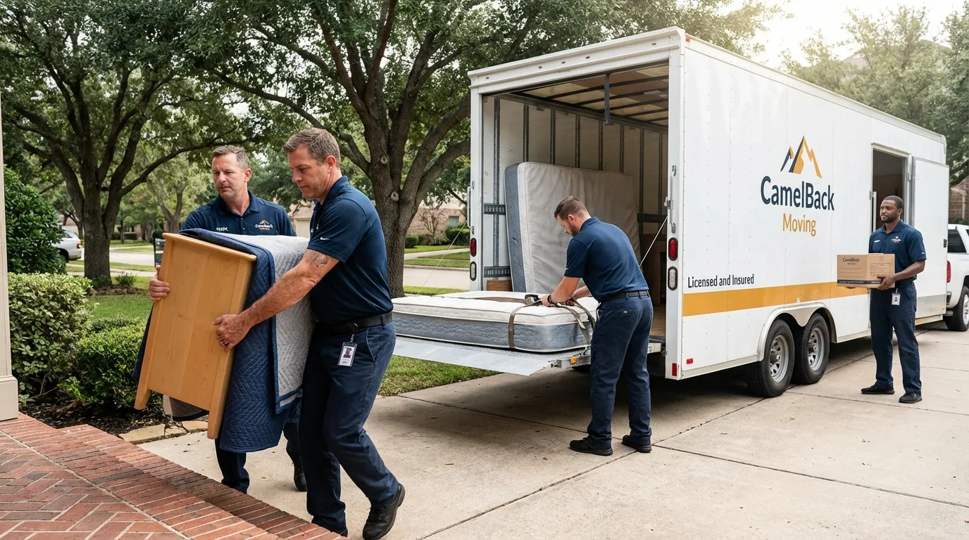 Crew loading residential truck for cross-state move from Varnville, SC